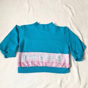Vintage Buster Brown blue pink long sleeve mock neck‎ pullover sweatshirt